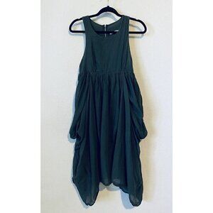 Hache Dress Womens 42 Medium Gray Sleeveless Midi Cotton Drapey Lagenlook Grunge
